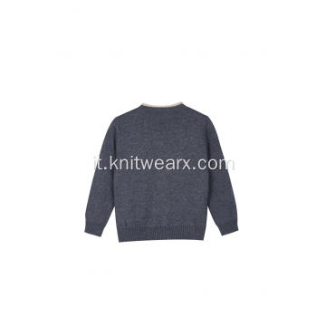 Pullover con spalle abbottonate in jacquard di cavallo lavorato a maglia da ragazzo